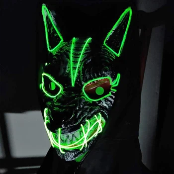 Halloween LED Streamer celotvárová Maska Mužov A Žien Strany Vlk Hlavy Svätého Tvár Klaun Horor Svietiť Maska