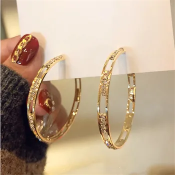 FYUAN Zlaté Kolo Crystal Hoop Náušnice pre Ženy Bijoux Geometrické Kamienkami Náušnice Vyhlásenie Šperky Strany Dary