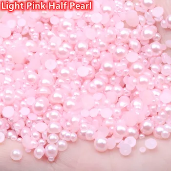 1.5 mm-12 mm Svetlo Ružové ABS Imitácie Perál Pol Kola Flatback Živicové Nechty Pearl Perličky na Nechty, Umelecké Remeslá Diy Dekorácie