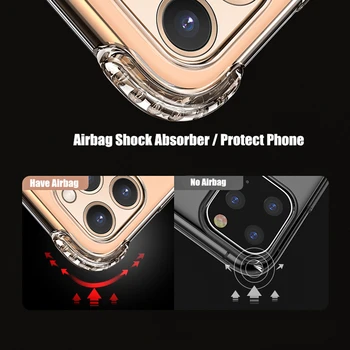 Luxusné Jasné puzdro Pre iPhone 13 12 11 Pro Max Mini XS XR X 8 Shockproof Silikónové Šošovky Ochrany Mäkké Zadný Kryt Telefónu Prípadoch