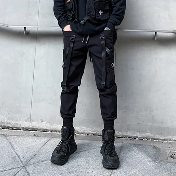Módne Pánske Nohavice Hip Hop Joggers Cargo Nohavice Streetwear Harajuku Čierna Ceruzka Nohavice Japonský Nohavice