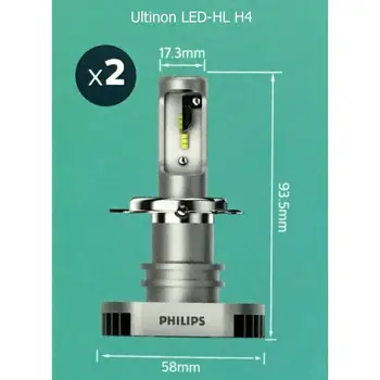 Philips Ultinon LED H4 9003 HB2 12V 11342ULX2 6000K Svetlé Auto LED Reflektor Auto HL Lúč +160% Viac Svetlé (Twin Pack)