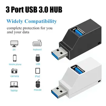 3 V 1 Univerzálny Hub3 Port Splitter 3.0 In-line USB HUB pre Rozšírenie Hub Mini Prenosný Rozbočovač Pre Počítač, Čítačku USB Klávesnice