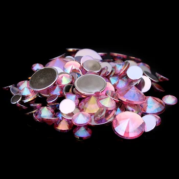 4 mm 5 mm 6 mm 10 mm A Zmiešané Veľkosti Svetlo Ružové AB Akryl Kamienky Na Nechty Dizajn Crystal 3D Nail Art Lesk Dekorácie