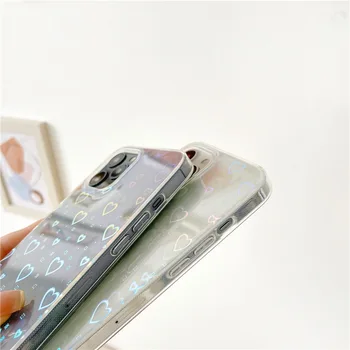 Laser Gradient Láska Srdce Transparentné Telefón puzdro Pre iPhone 13 12 Pro Max 11 Pro Max XS Max XR X 7 8 Plus Soft Anti-Drop Nárazníka