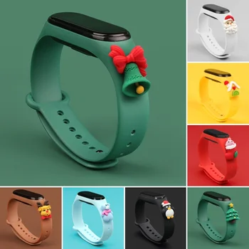 3D animovaný Santa Popruh pre Mi Band 6 5 4 3 Hodinky Remienok Silikónový pre Xiao Smart Hodinky Fitness Wristbelt Vianočné Darčeky