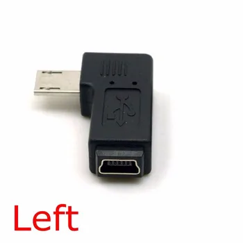 9mm Dlhé Konektorom 90 Stupňov Vľavo a Vpravo Šikmého Micro USB 5Pin Mužov k Mini USB Žena Rozšírenie Adaptér Konektory