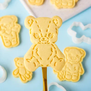 Roztomilé Zviera Srdce Tvar Fondant Cookie Cutter Cartoon Medveď Biscuit Rezanie Plesní v Domácnosti DIY 3D Tortu Nástroje Cookie, Stlačte Plesne