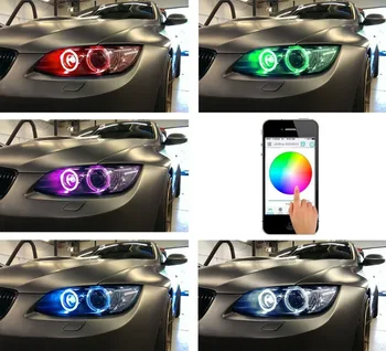 72W H8 RGB Farebné Zmeny WIFI Ovládanie LED Angel Eyes Halo Krúžok Značku Svetlometu Žiarovka pre BMW E82 E87 E83 1 3 5 Série X3 X5 X6 Z4