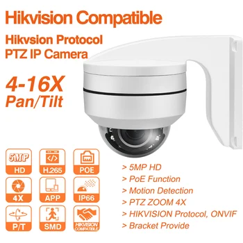 Hikvision Kompatibilné 5MP PTZ IP Kamera Dome PoE IČ 4X Optický Zoom Vonkajšie Bezpečnostné Detekcia Pohybu Zahrnuté Stenu IP67