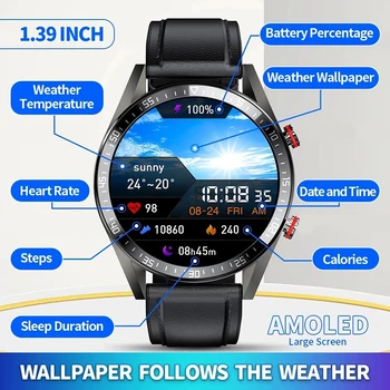 454*454 plne dotykový displej Smart Hodinky Muži Vždy Zobrazovať Čas Bluetooth Zavolať Miestnu Hudbu Smartwatch Muž Pre Xiao Huawei