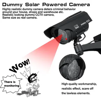 Slnečná energia Figuríny Kamera Security Nepremokavé Falošné Kamery Vonkajšie Vnútorné Svetlo LED Monitor CCTV Kamery