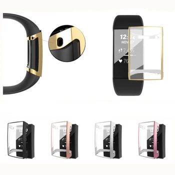 TPU Soft Shell Sklo Screen Protector Smartband Prípade Rám Pre Fitbit Poplatok 3/4 Kapela Ochranný Kryt Nárazníka Charge4 Príslušenstvo