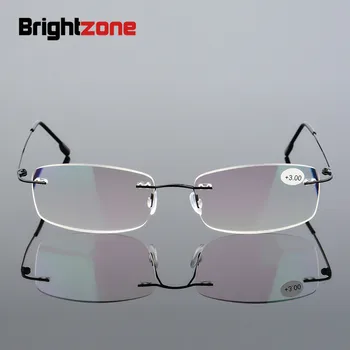 Brightzone Ultralight Presbyopic Módne Čítanie Ďaleko Okuliare Pre Diopter Ženy Muži Kovové Predstavenie Starších Frameless Skladanie