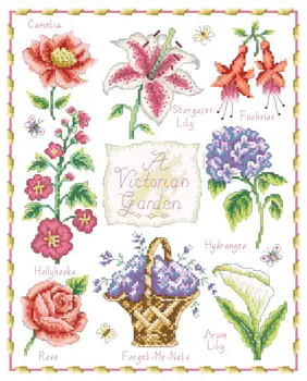 Viktoriánskej Záhradnej cross stitch package kvety 18ct 14ct 11ct tkaniny bavlnené nite na výšivky HOBBY ručné vyšívanie