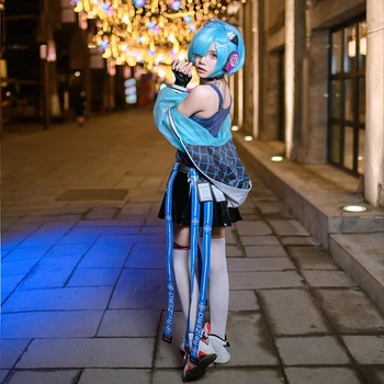 Rem Neon Mesto Pokožky Cosplay Kostým Re Nula Anime Re:Život V Inom Svete Od Nuly Pestrých Kostýmoch Halloween Party Šaty