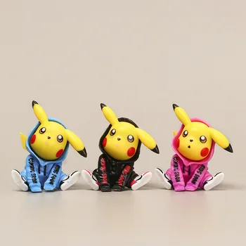 TAKARA TOMY 6typ Pokemon 3 farby windbreaker Pikachu Japonské Anime Kreslená Postavička PVC model Hračka Zbierku Deti Darčeky