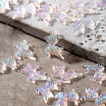 Živica Elk Nail Art Decoration Transparentné Aurora Crystal Víla Jeleň Lesklé 3D Necht DIY Príslušenstvo 30/100KS