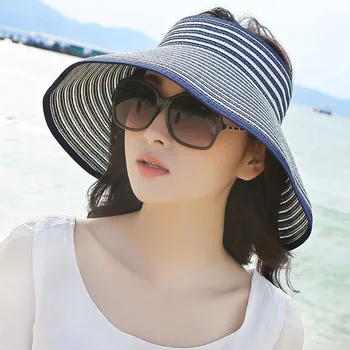 Letné slamený klobúk pre ženy, Clony proti oslneniu Spp Skladacia Široký Veľké Okraj Slnko Klobúk Pláži Čiapky pre Ženy Slamený Klobúk Veľkoobchod Chapeau