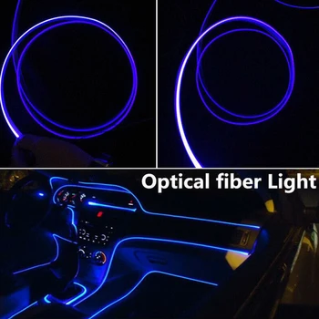 5M El Drôt RGB led neon pásy Auto Interiérové Led Osvetlenie Okolia Vozidla Atmosféru svetlo 12V 5V USB Cigariet