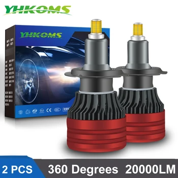 YHKOMS H1 H7 LED 6 Strán 3D LED Auto Svetlometu 20000LM H8 H9 H11 9005 HB3 9006 HB4 Auto LED Žiarovka Hmlové Svietidlo 6000K 12V Mini Veľkosť