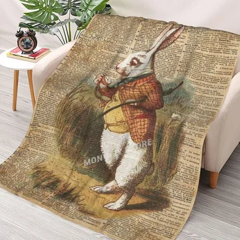 White Rabbit Alenka V ríši Divov Ročníka Art Hodiť Deka Sherpa Deka posteľná bielizeň mäkké Deky