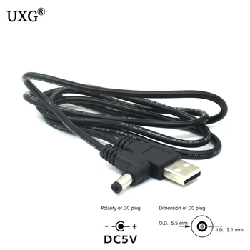 1pcs USB Muž na 5,5 mm x 2.1 mm 5.5*2.1 DC Barel Konektor, Napájací Kábel, AC konektor Prenos Konektor Nabíjačky prevodník rozhrania 1m 2m