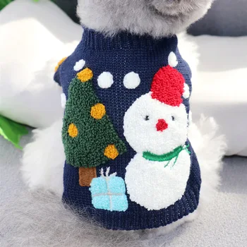 Vianoce Psa Sveter Snehuliak Oblečenie Pre Psy S Vianočný Stromček Mačka Sweater Vianočný Dizajn
