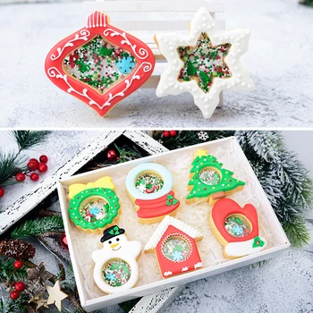 Vianočné Cookie Formy Happy Christmas Cookie Cutter Crystal Ball Cake Decor
