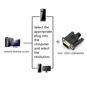VGA EDID Figuríny Zapojte 1080P Virtuálnej Obrazovky Bezhlavého Ghost zobrazovacieho Adaptéra Male Zásuvka Emulátor pre PC Tools