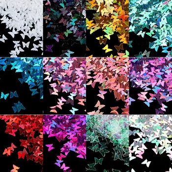 12 Farba Iskrivý Motýľ Nechtov Flitrami Paillette Holografické Laser Nechtov Glitters Vločky Plátky Umelecké Dekorácie Tipy Príslušenstvo