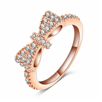 WHOLEGEM 2020 new princess romantický módne luk lesklé zirkón snubný prsteň crystal šťastie krúžok strany šperky Valentín