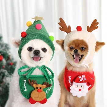 Vianočný Strom a Elk Tvar Klobúk pre Malé Psy, Mačky Roztomilý Vianočný Dekor Psa Bandana Kostým Príslušenstvo Narodeniny Foto Prop