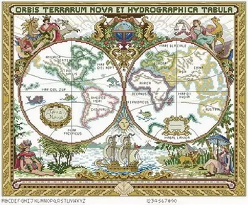 Kvalitné Krásne Krásne Počíta Cross Stitch Auta Mape Sveta Cestovných Zeme