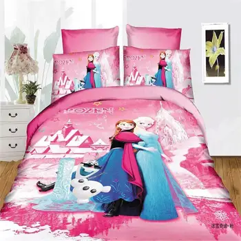 Mrazené Elsa posteľná bielizeň stanovuje jednotný twin veľkosť ružová disney princezná perinu sladké dievča deti posteľná bielizeň 3d animovaný bytového textilu