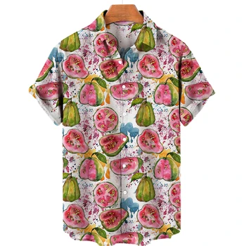 Letné Nové Havajské Košele 3d Tlač Mužov Ovocie Vzor Tričko-Krátke rukávy Unisex Voľné Módne Bežné Dovolenku na Pláži Top 5x