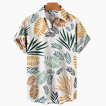 2022 3d Havajské Košele Lete Nové Retro T-shirt Coconut Tree Vzor Krátky Rukáv Dovolenku Človek Bežné Muž Pláži T-shirt 5xl