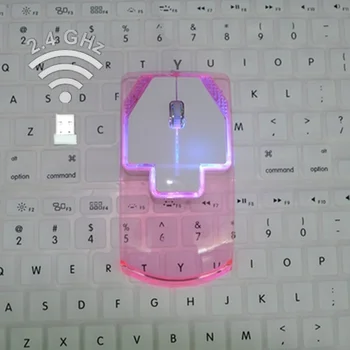 2.4 G Bezdrôtová Myš, 1000DPI Priehľadné Farebné Luminiscenčných Hry Myš Pohodlné Pocit, USB Rozhranie, Tvorivosť Wireless Mouse