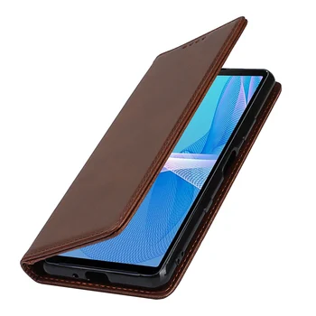 Kožené puzdro Pre Sony Xperia 10 III Flip prípade držiteľa karty Závesu Magnetická príťažlivosť Kryt Prípade Peňaženky Prípade