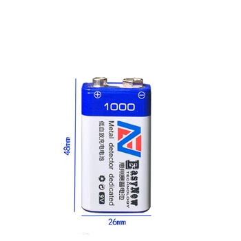 2 ks/veľa Veľkú kapacitu, 9V 1000mAh lítium-iónová batéria 6F22 nabíjateľná batéria detektor hračka nabíjateľná batéria