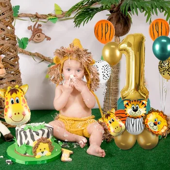 18 kusov jungle zvierat balón nastaviť zlaté 32 palcový digitálny hliníková fólia detí, narodeniny, party dekorácie baby sprcha