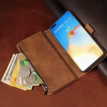 Kožené Peňaženky Pre OPPO REALME X2 RMX1992 Prípade Magnetické Zips Peňaženky Mobile Retro Peňaženky Flip Karty Stojan