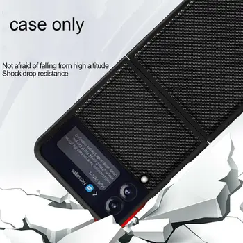 Black Carbon Fiber Skladacie Mobilný Telefón Puzdro Pre Samsung Prípade Prípade Mobile Ochranné Zflip3 Ochranný Kryt Flip Telefónu