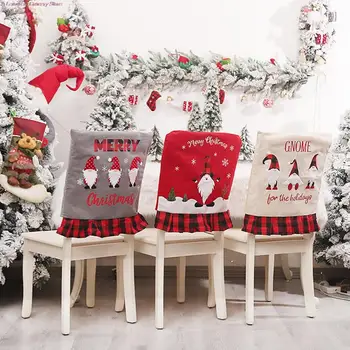 Vianočné Stoličky Kryt VIANOČNÝ Darček Domov Zdobiť Santa Claus Poťahy 2022