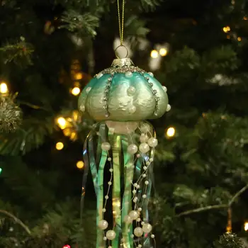 NOXINDA Home Decor 4 Pack Medúzy Vianočné Ozdoby, Šperky a Perly Sklo Plast Zavesenie Strom Dekorácie Nový Rok 2022