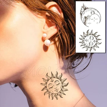 Tetovanie Nálepky, Mesiac, Slnko Lunárny Star Prvku Body Art make-up Nepremokavé Dočasné Žien a Mužov Falošné Tetovanie