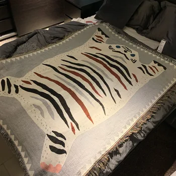 Dekoratívne gauč prikrývky tiger Strapec gobelín Pikniková deka kryt koberce pletené posteľ Prenosné Cestovné hodiť deka posteľnej bielizne a rohoží