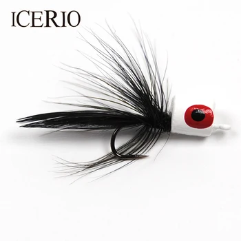 ICERIO 6PCS Plávajúce Pena Poppers Lákať Čierny Chvost Bieleho Tela na Pstruhy Panfish Basy Fly Rybárske #7