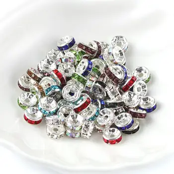 50pc 4 mm 6 mm 8 mm 10 mm Multicolor Drahokamu Rondelles Voľné Dištančné Korálky Metal Crystal Korálky pre Šperky, Takže DIY Príslušenstvo