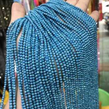 Prírodný Kameň Modrý Turquoises Tvárou Kolo Malé korálky Voľne Guľôčok Pre Šperky, Takže DIY Náhrdelník Náramok Príslušenstvo